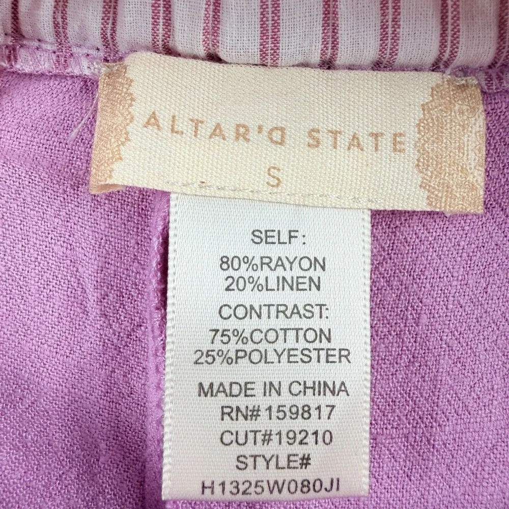 Altar'd State Pink Linen Blend Pleated Shorts Women's Small Lilac